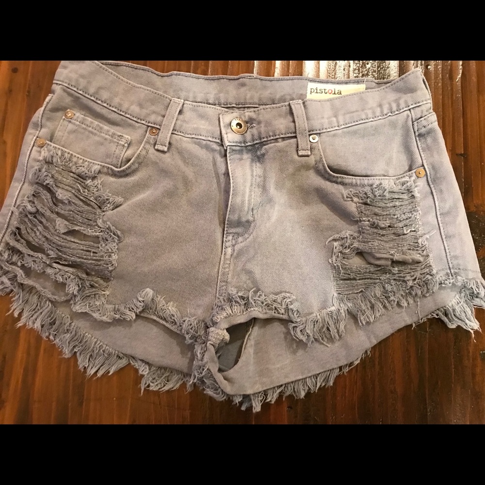 Pistola distressed denim jean shorts